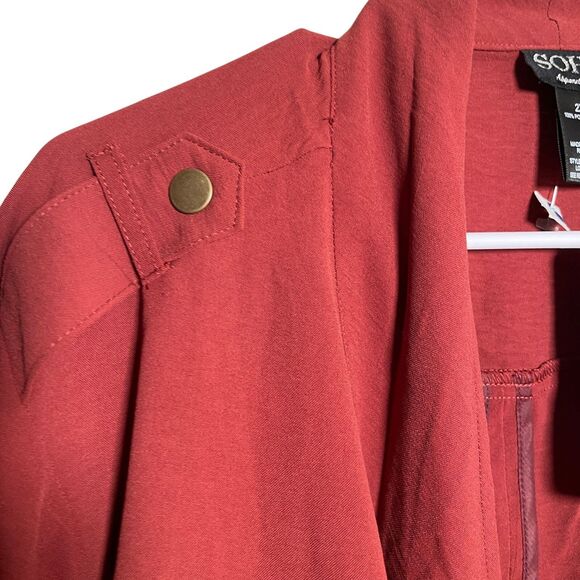 Soho Sweater Women's 2X Red Open Cardigan Solid Career Ruffle 3/4 Sleeve NWT - Picture 5 of 10